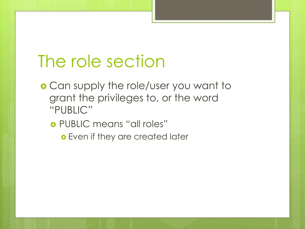 the role section