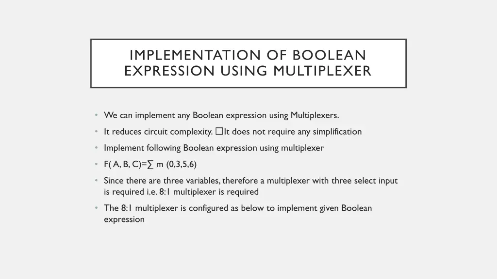 implementation of boolean expression using
