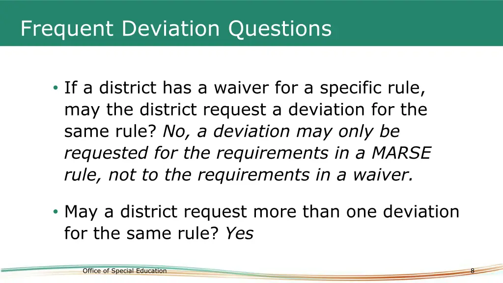 frequent deviation questions