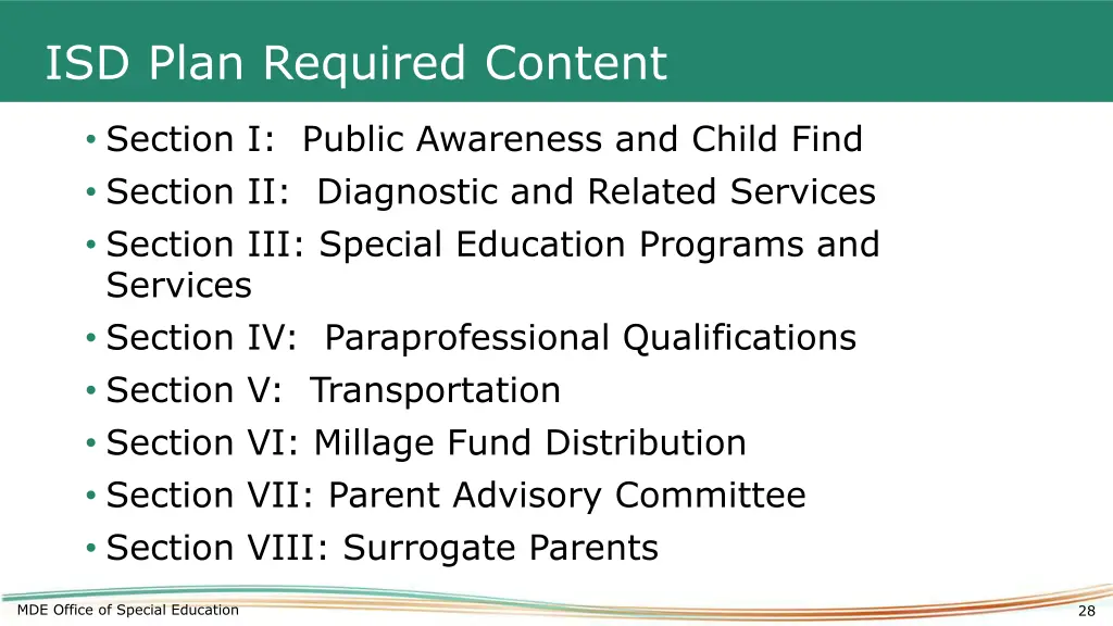 isd plan required content