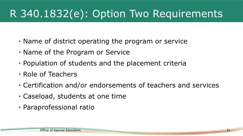 r 340 1832 e option two requirements