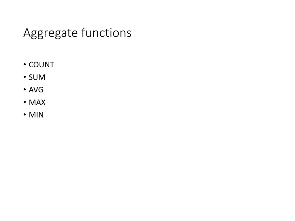 aggregate functions