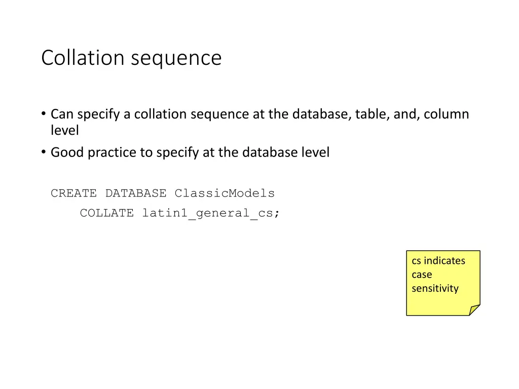 collation sequence 1