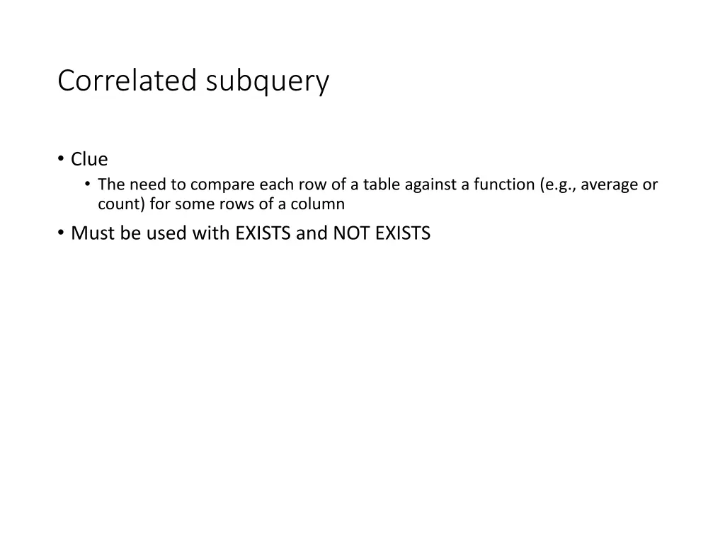 correlated subquery 2