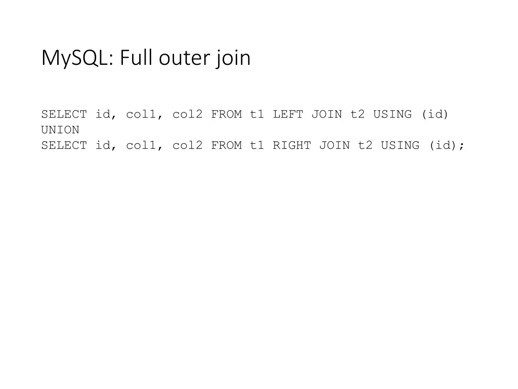 mysql full outer join