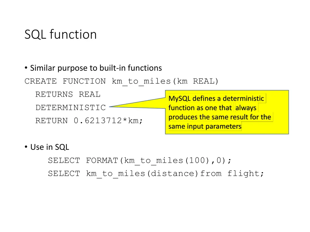 sql function