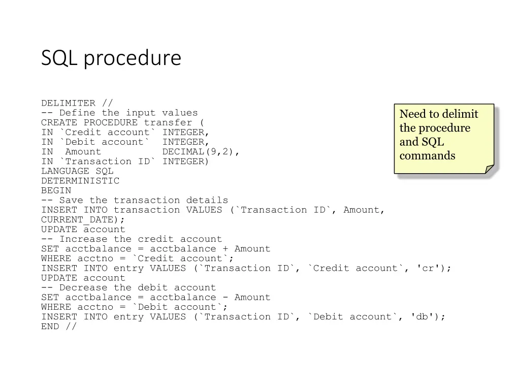 sql procedure 2