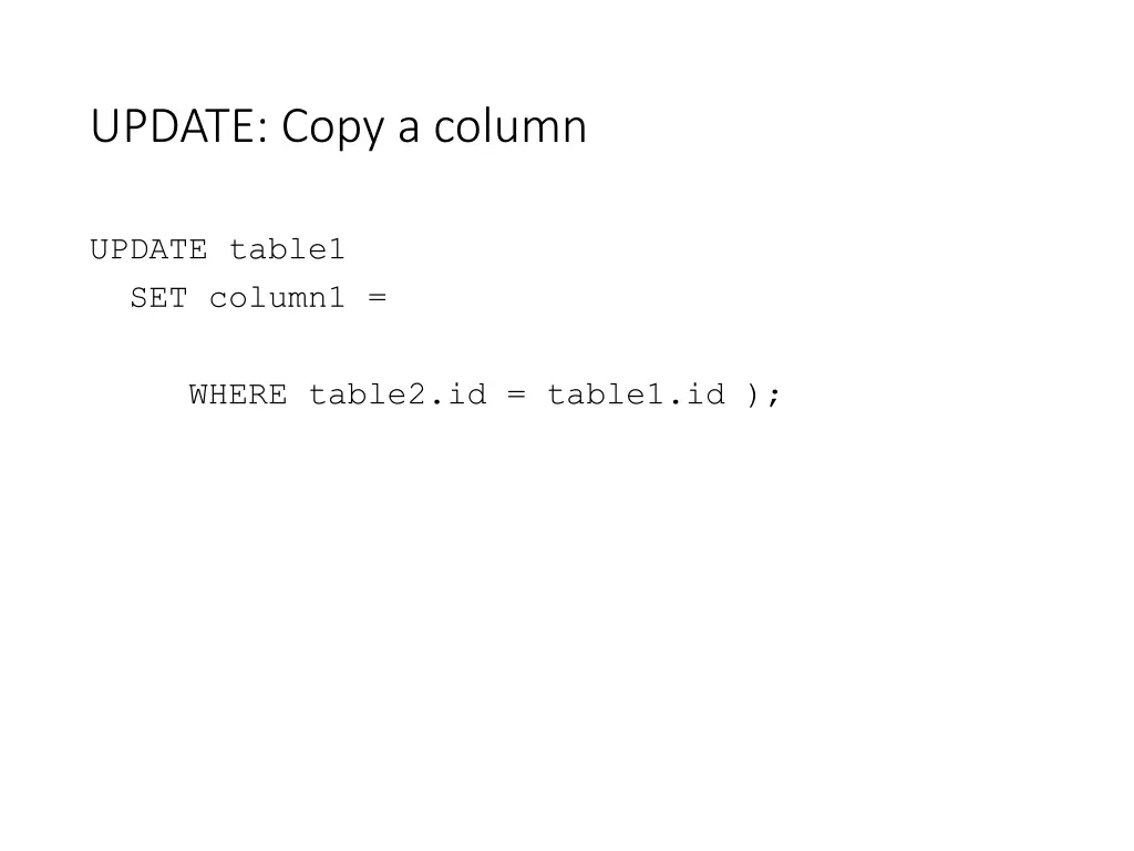 update copy a column