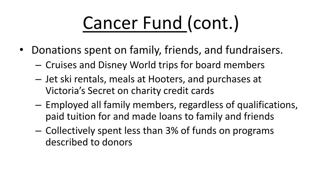 cancer fund cont