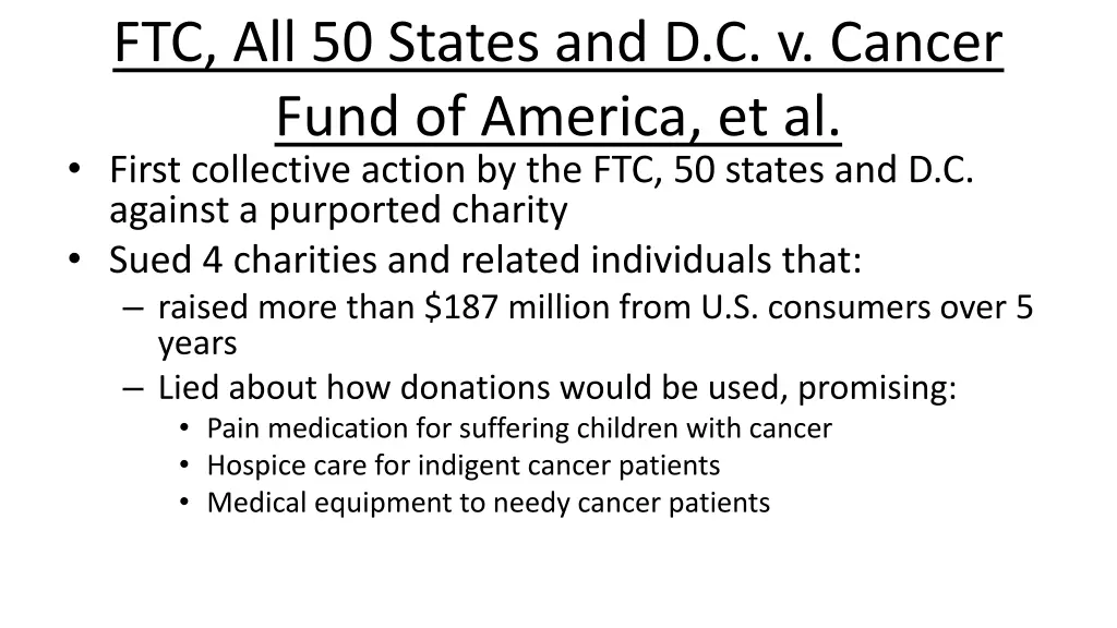 ftc all 50 states and d c v cancer fund