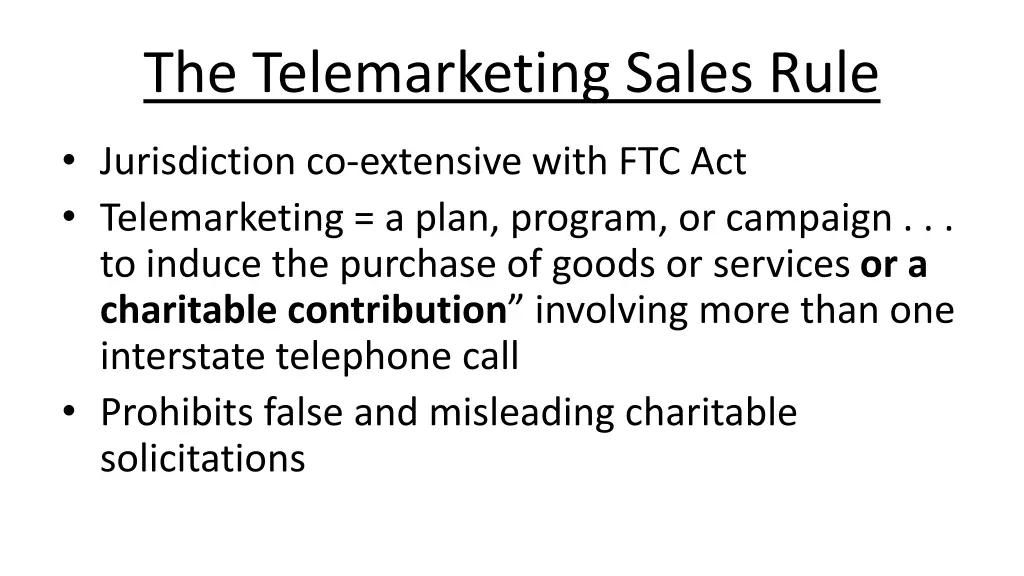 the telemarketing sales rule