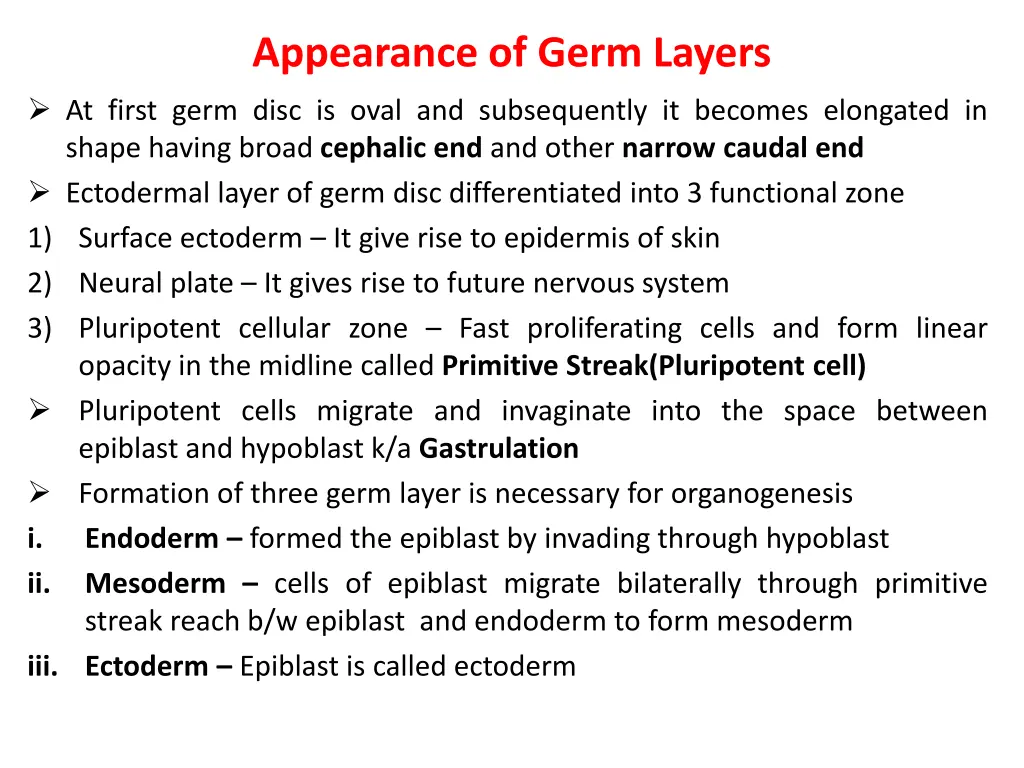 appearance of germ layers at first germ disc