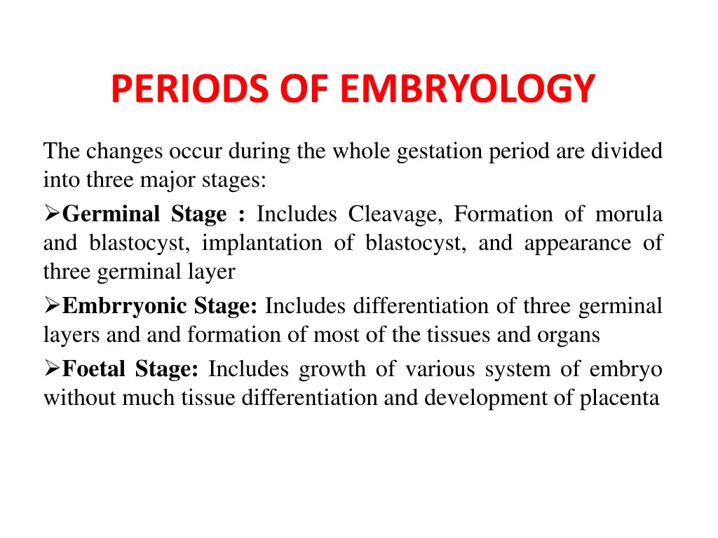 periods of embryology