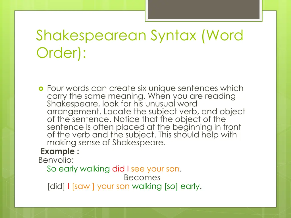 shakespearean syntax word order