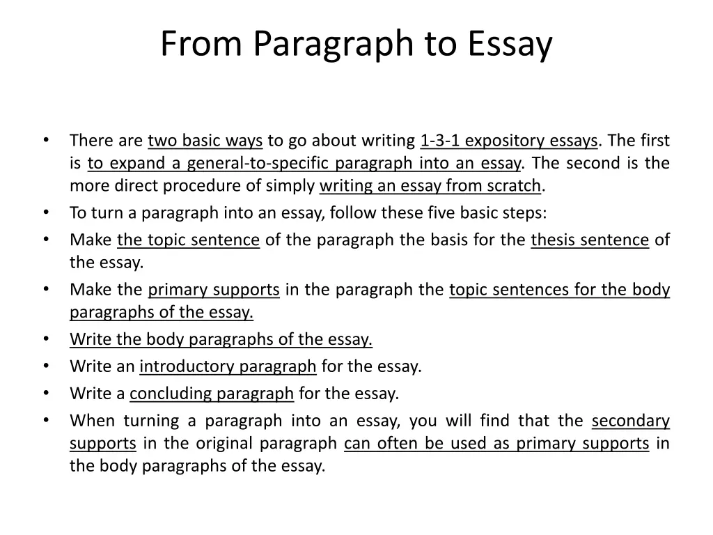 from paragraph to essay