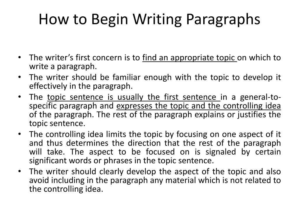 how to begin writing paragraphs