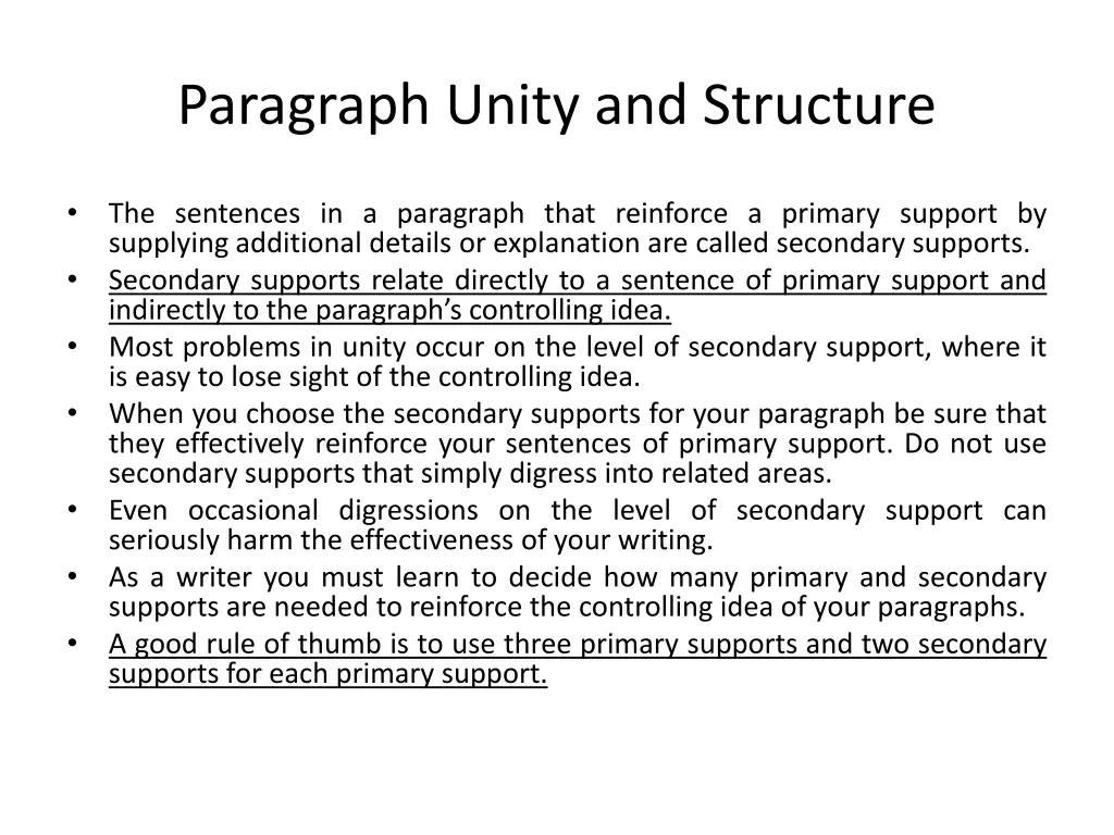 paragraph unity and structure 1