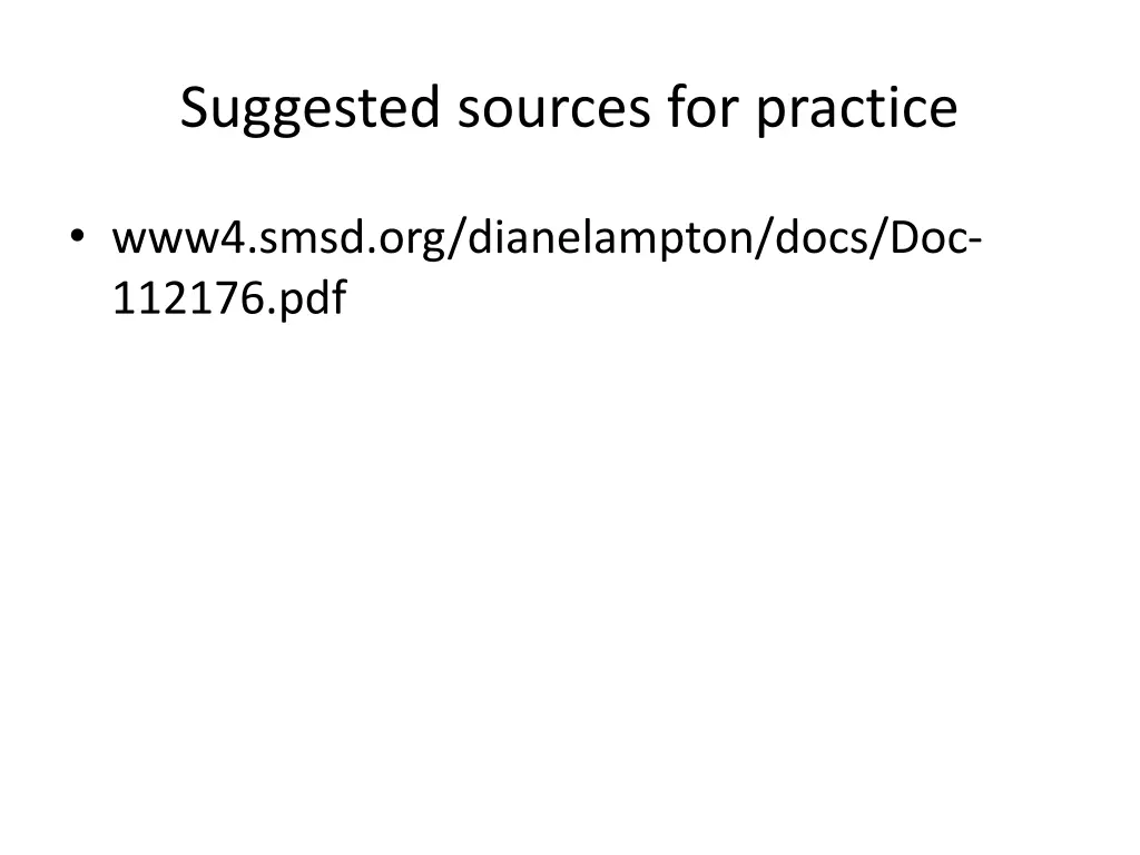 suggested sources for practice