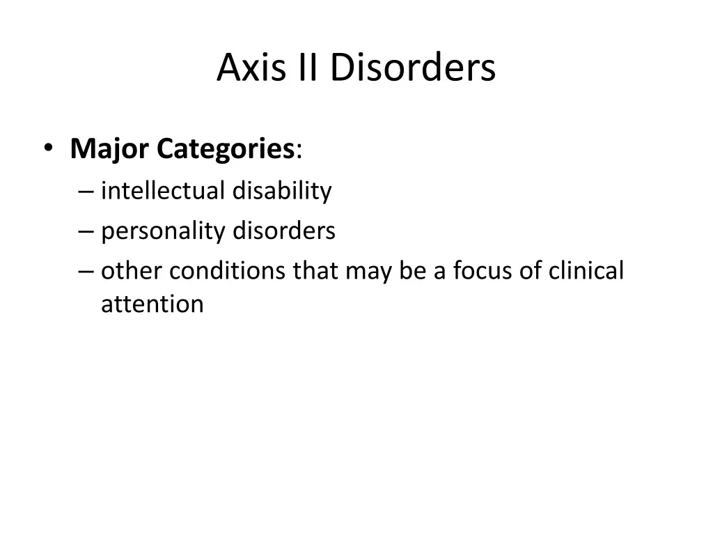 axis ii disorders