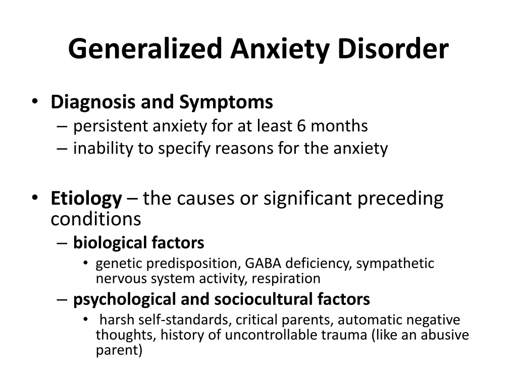 generalized anxiety disorder