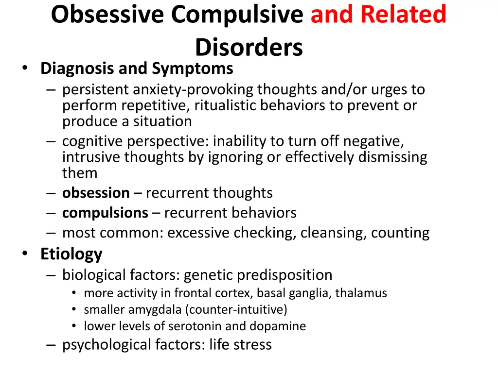 obsessive compulsive and related disorders