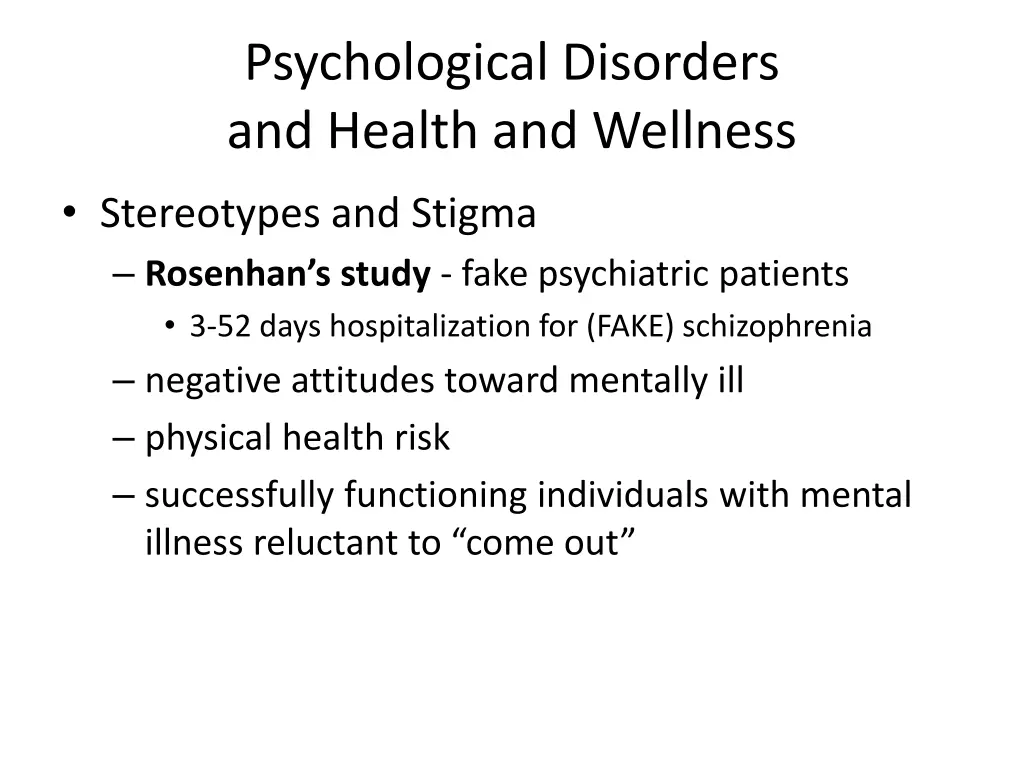 psychological disorders and health and wellness