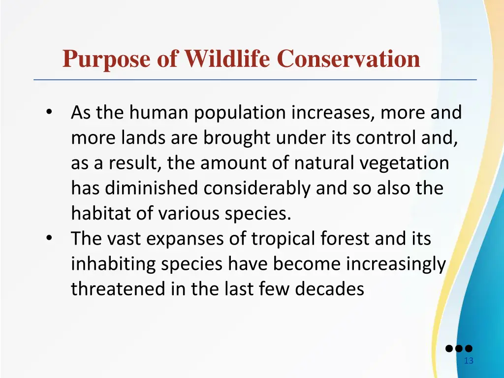 purpose of wildlife conservation