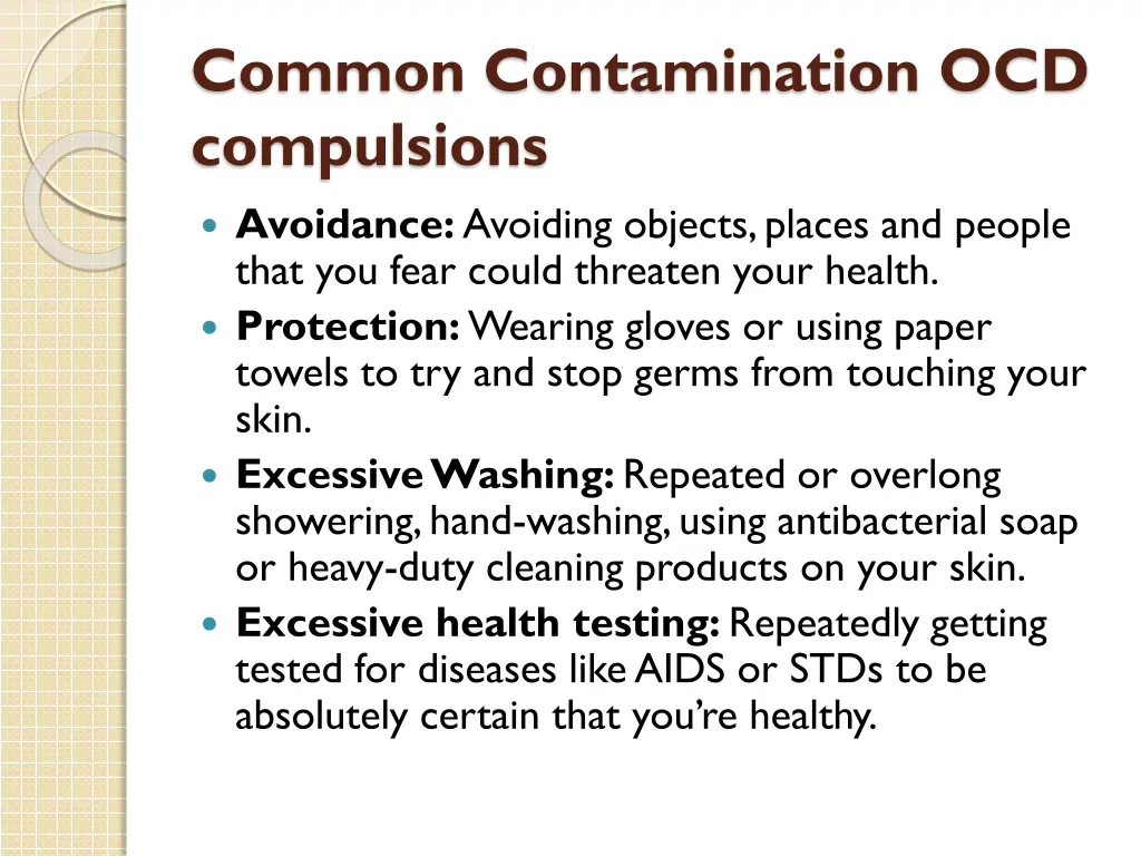 common contamination ocd compulsions