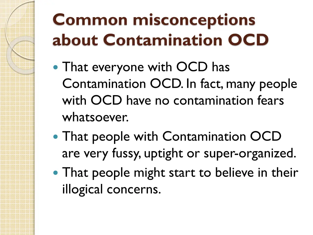 common misconceptions about contamination ocd