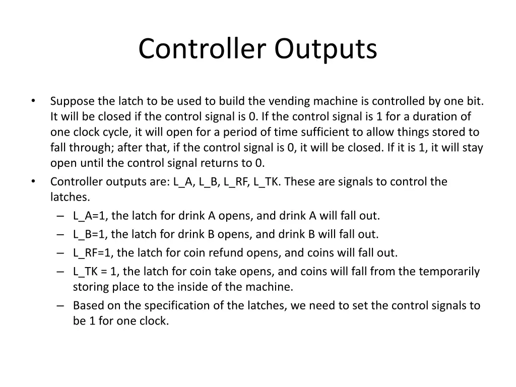 controller outputs