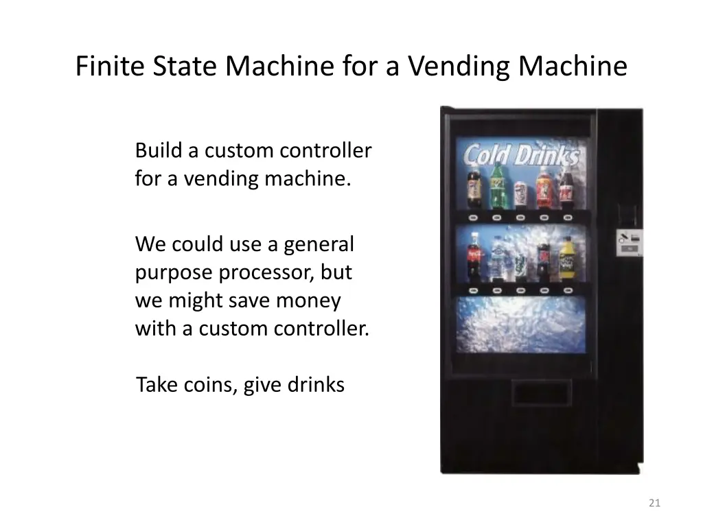 finite state machine for a vending machine