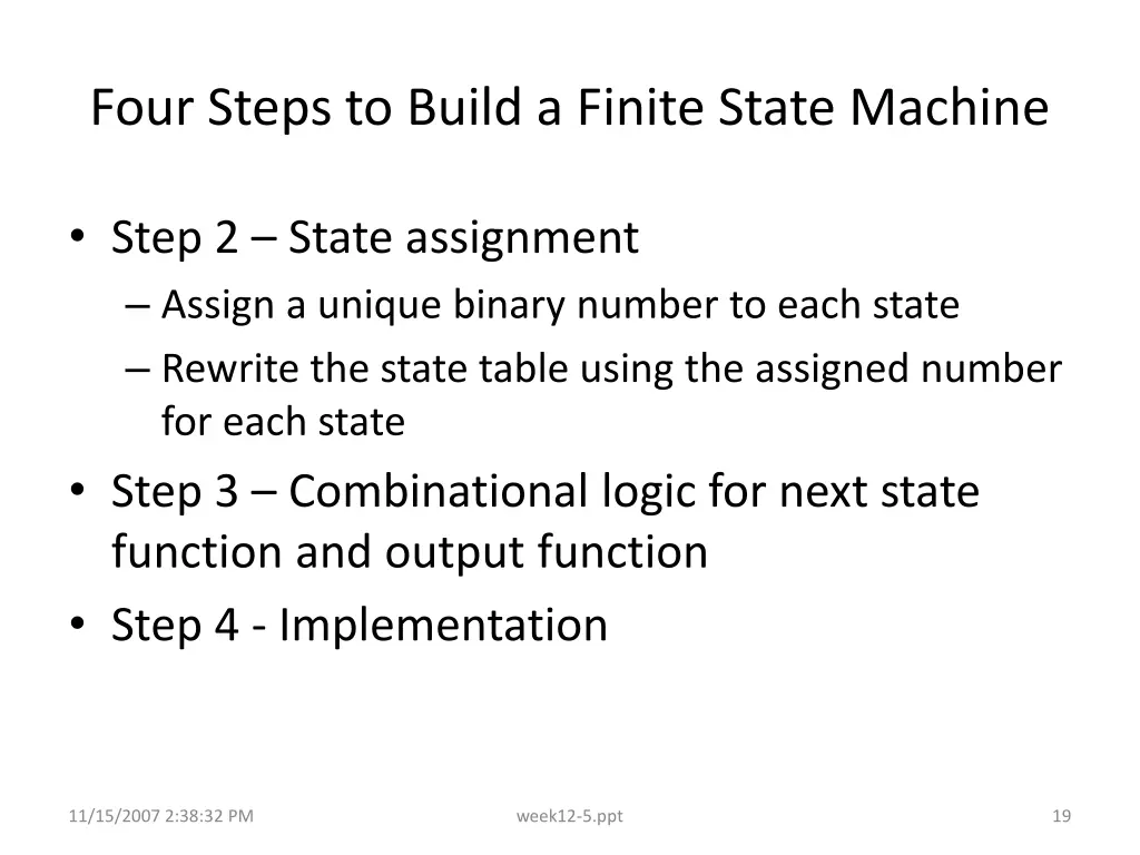 four steps to build a finite state machine 1