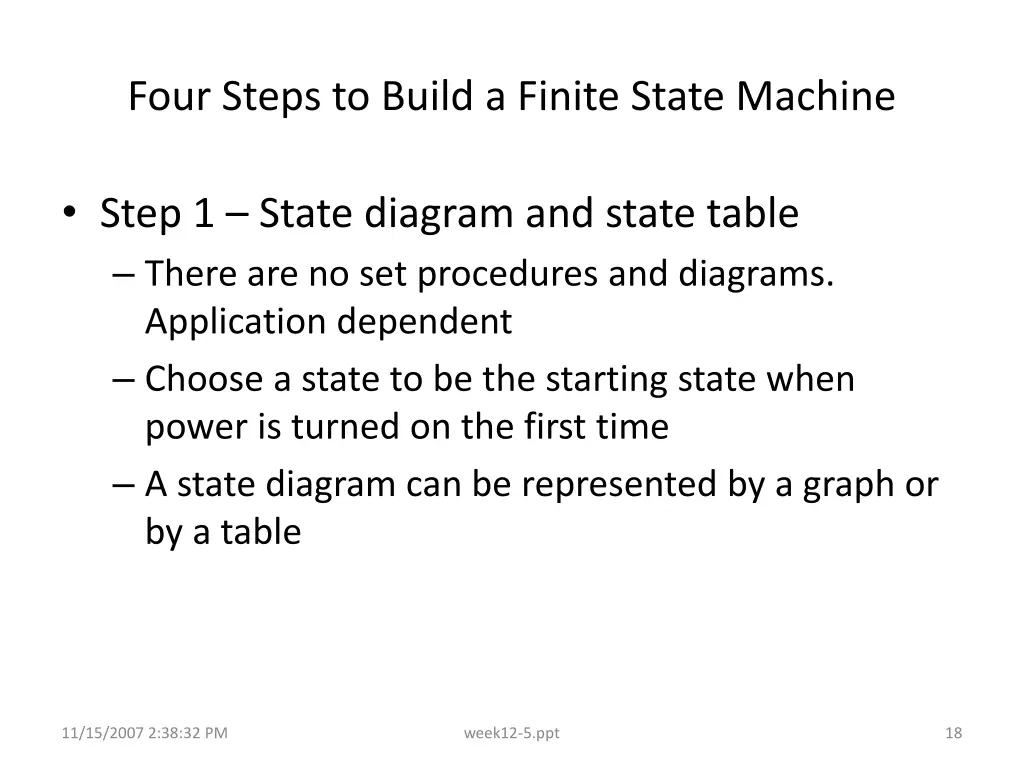 four steps to build a finite state machine