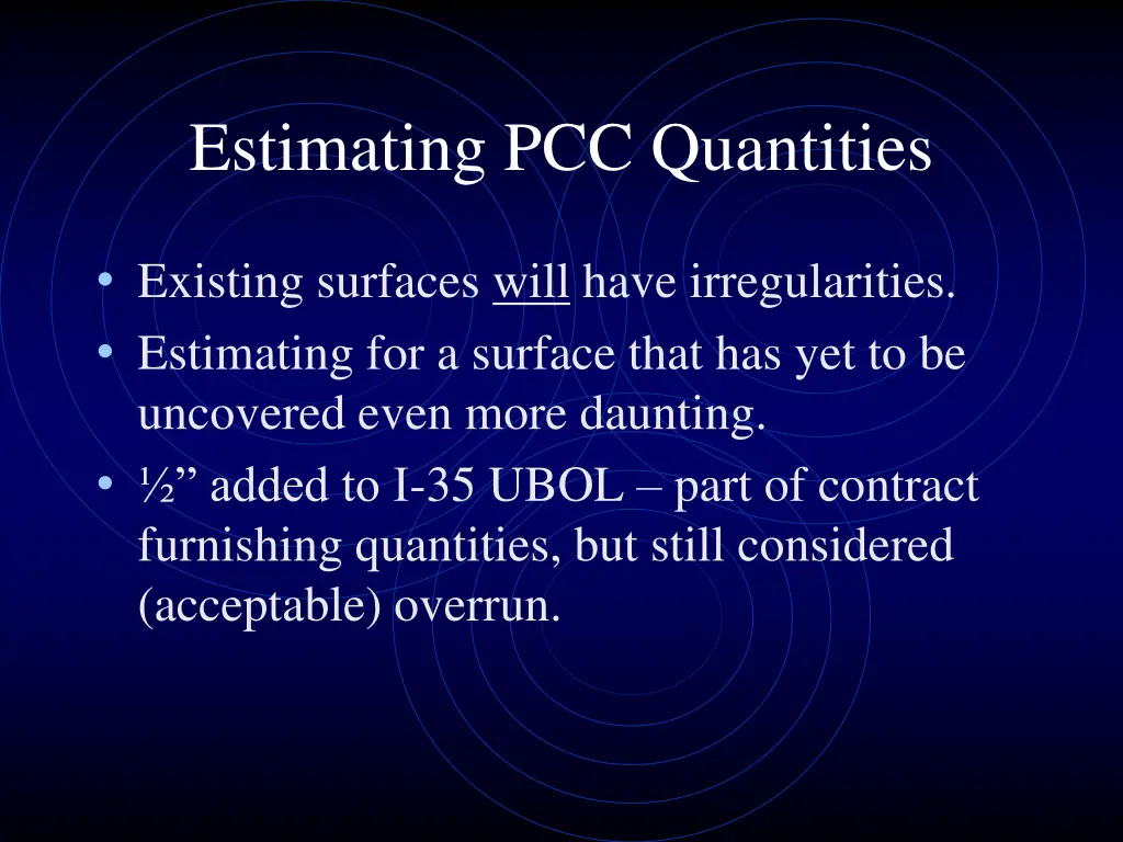 estimating pcc quantities