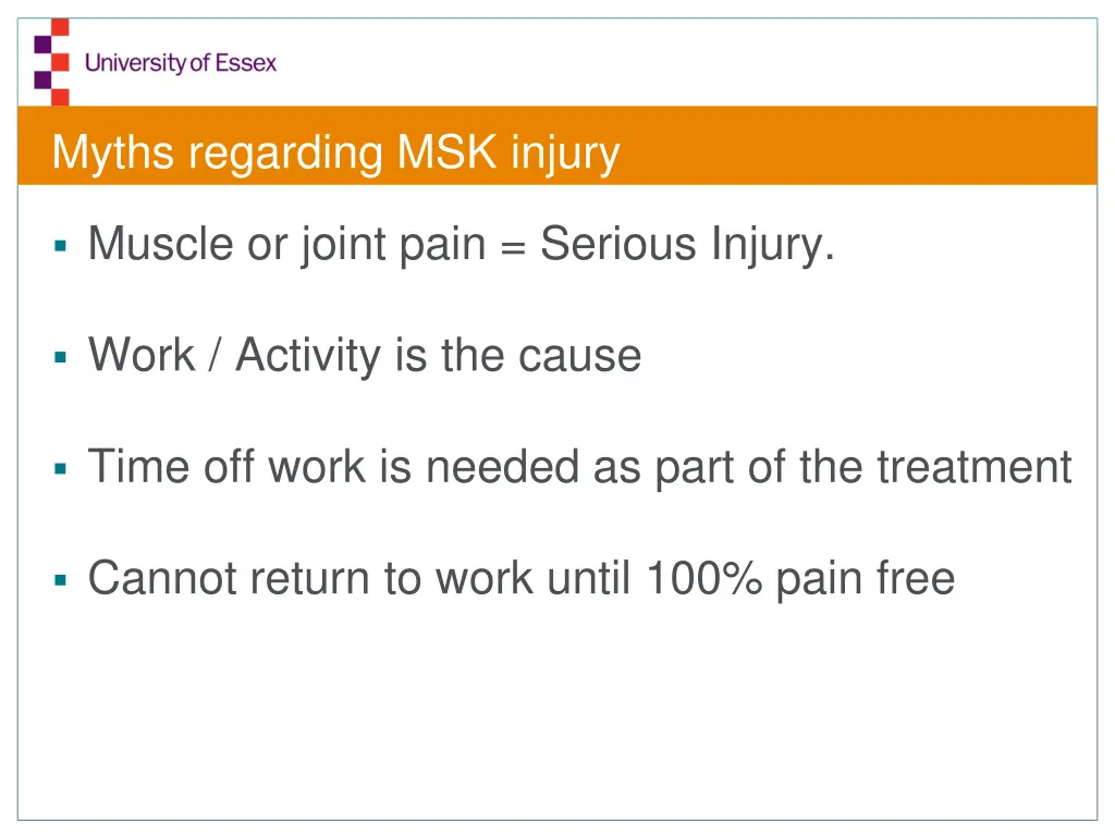 myths regarding msk injury