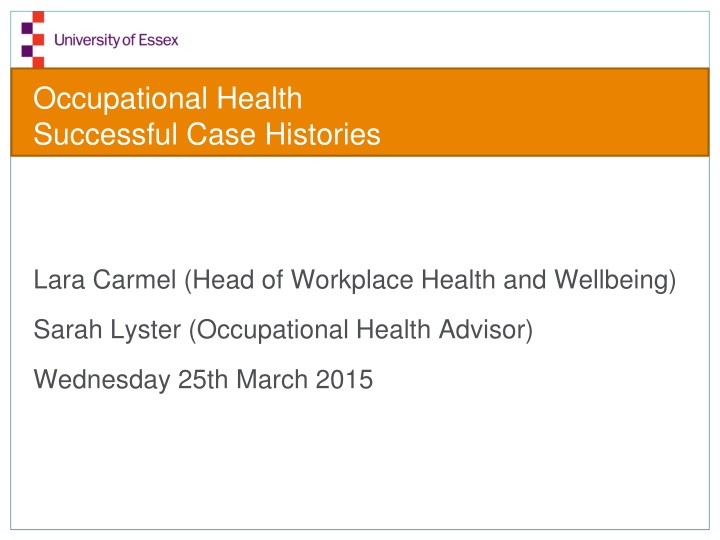 occupational health successful case histories