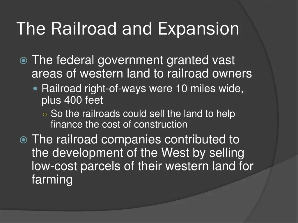 the railroad and expansion