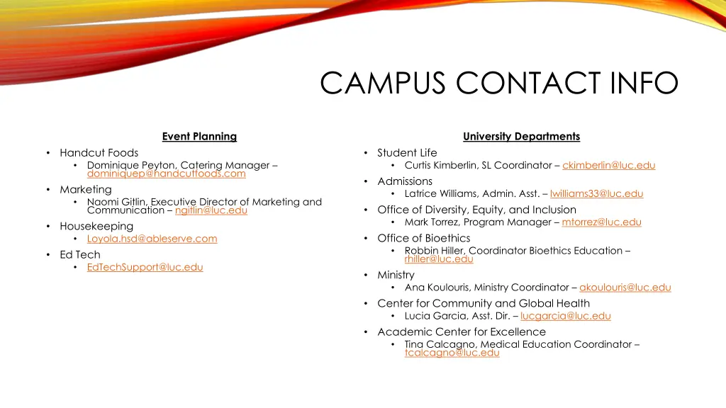 campus contact info