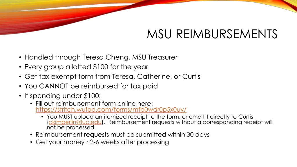 msu reimbursements