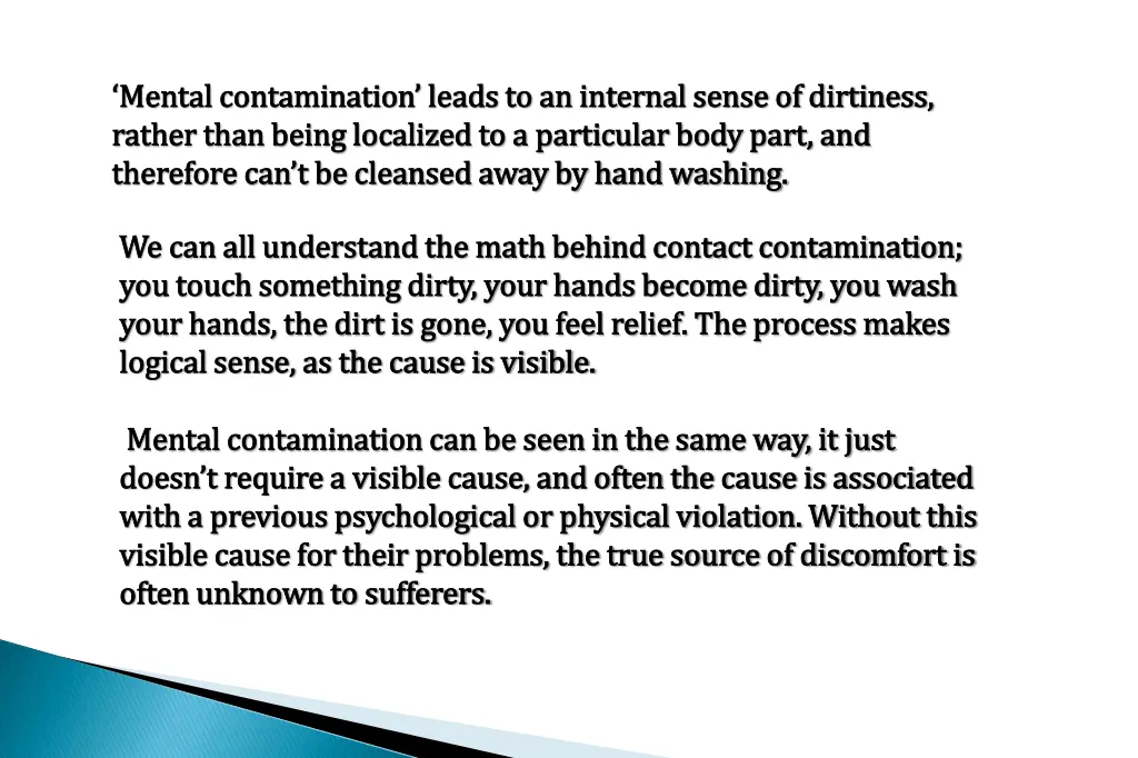 mental contamination leads to an internal sense