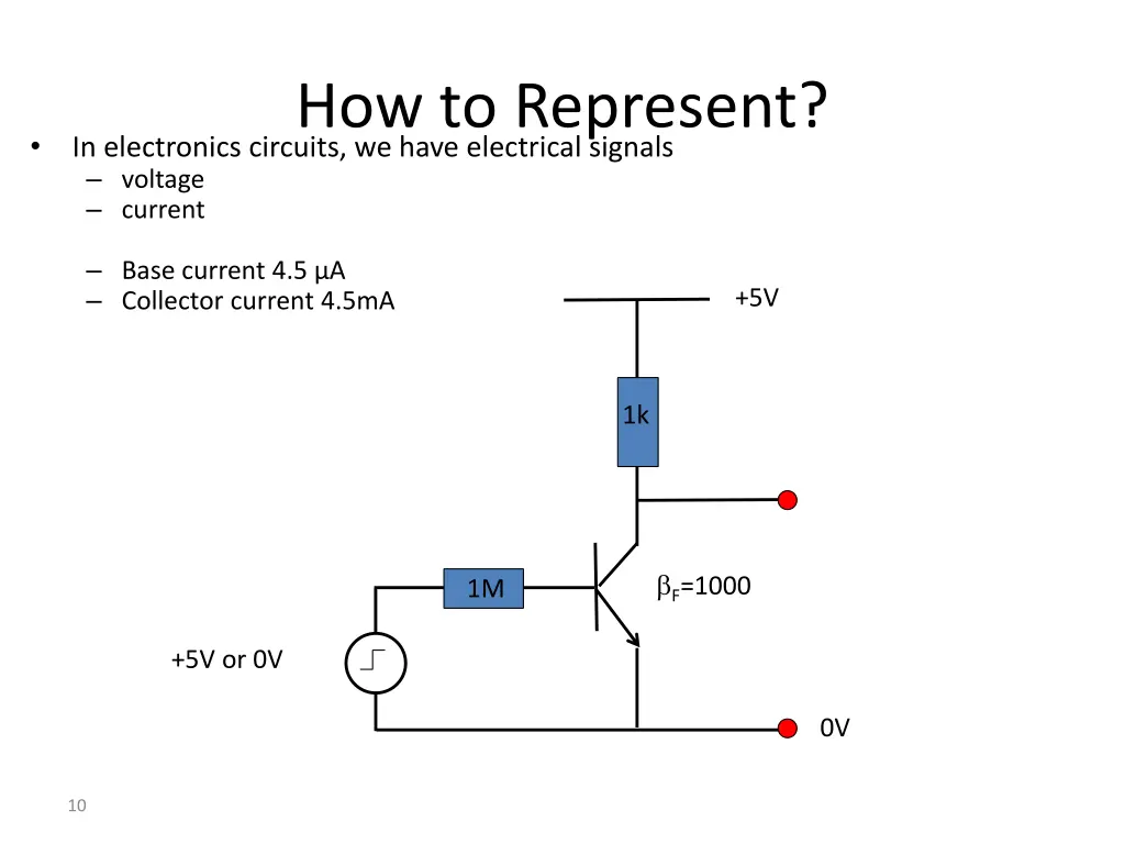 how to represent in electronics circuits we have