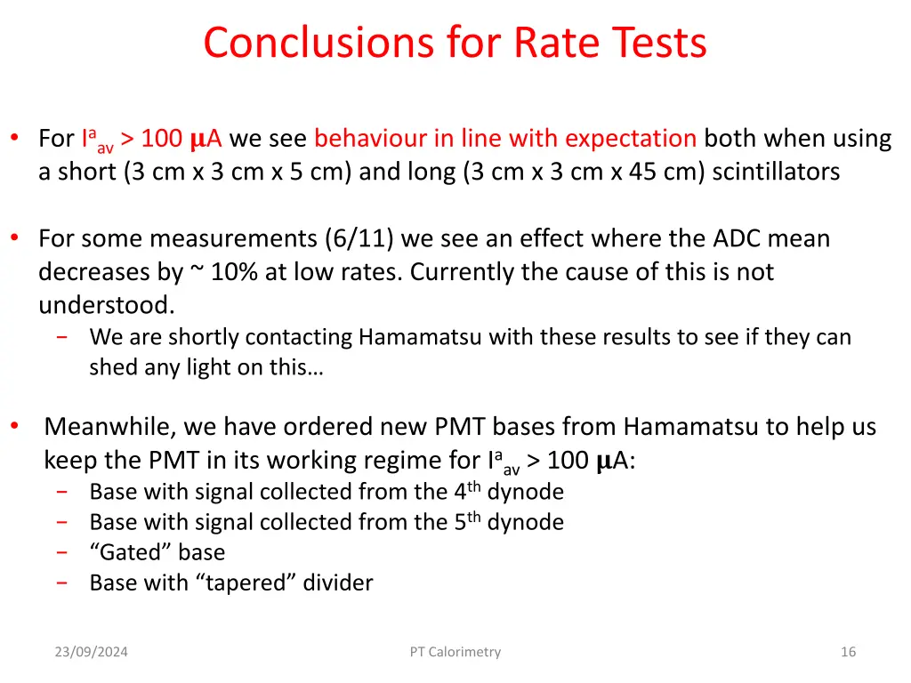 conclusions for rate tests