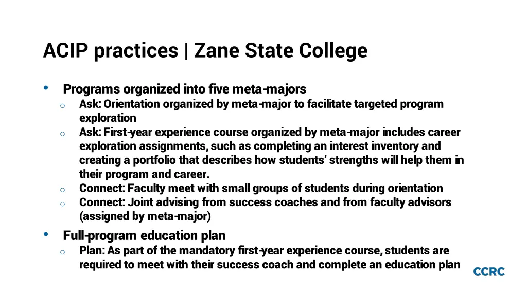 acip practices zane state college