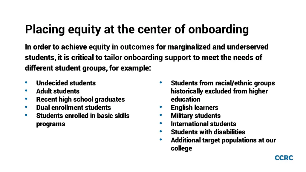 placing equity at the center of onboarding