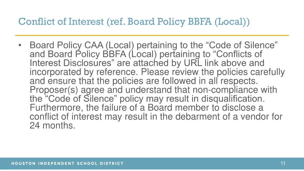 conflict of interest ref board policy bbfa local