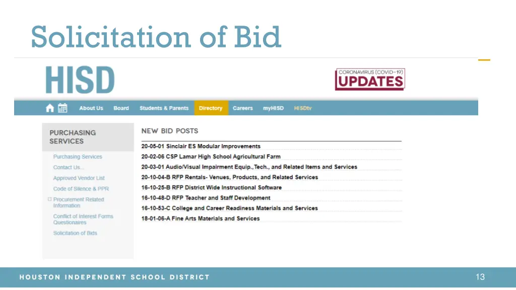 solicitation of bid