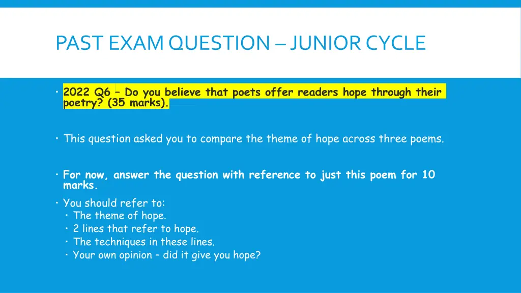 past exam question junior cycle