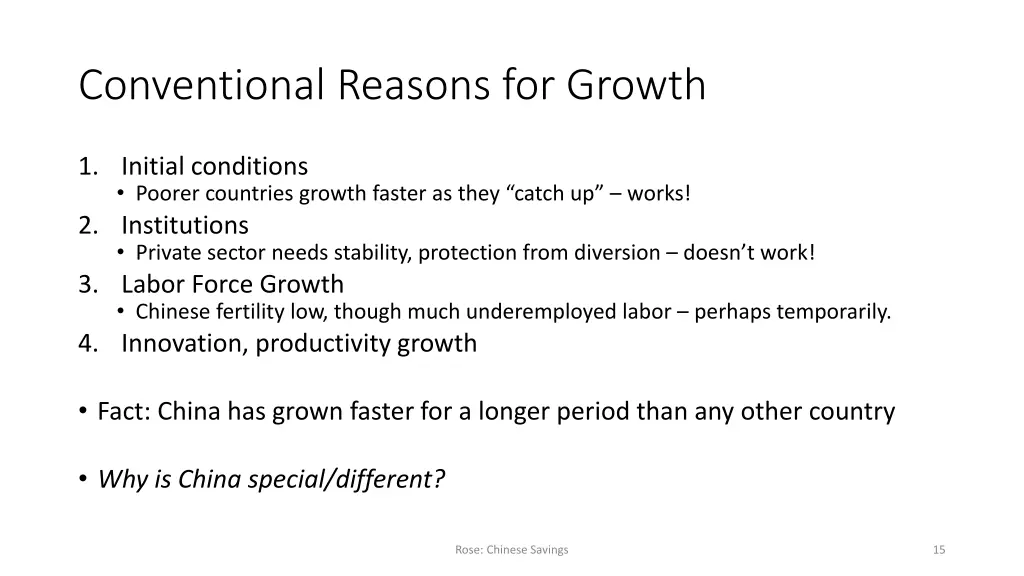 conventional reasons for growth