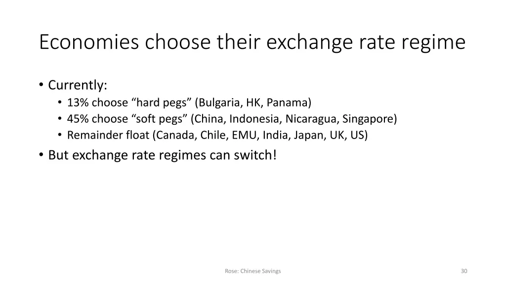 economies choose their exchange rate regime