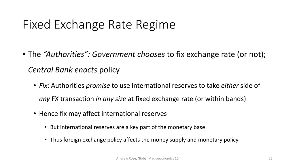 fixed exchange rate regime